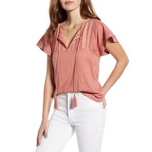 Short Sleeve V-Neck Top Size Small by Caslon